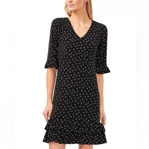 CeCe's sweet shift Black Floral Women's Dress WOMENS LARGE